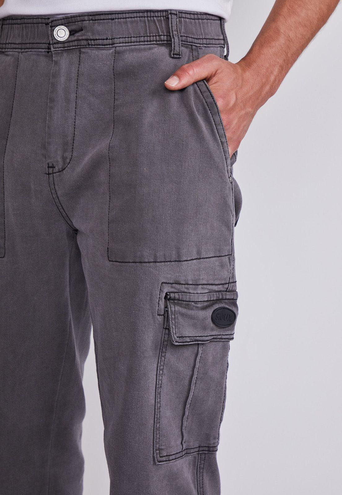 Jeans Hombre Gris Jogger Bolsillos Carpintero Sioux-1