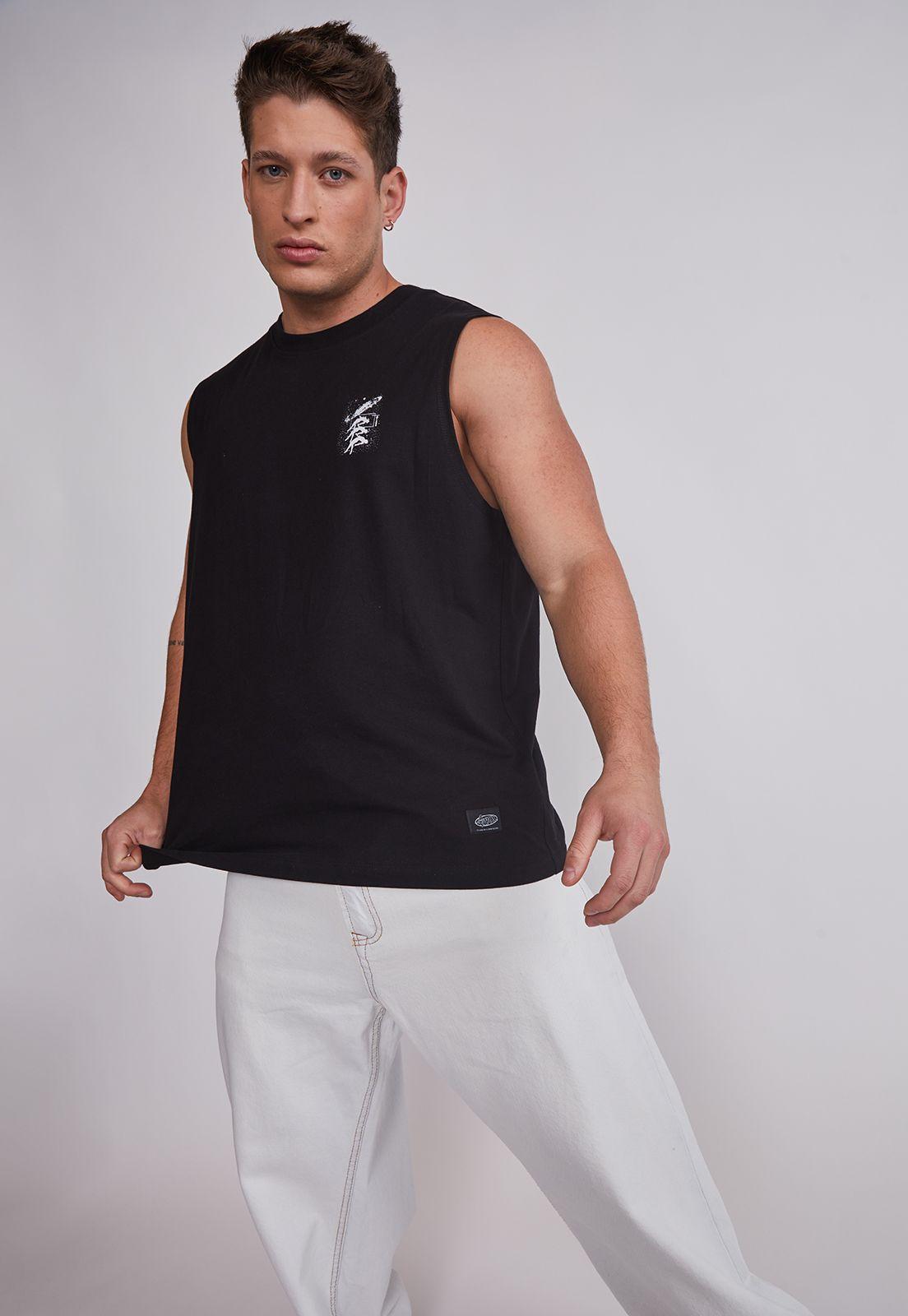Polera Sin Manga Hombre Future Negro Sioux-3