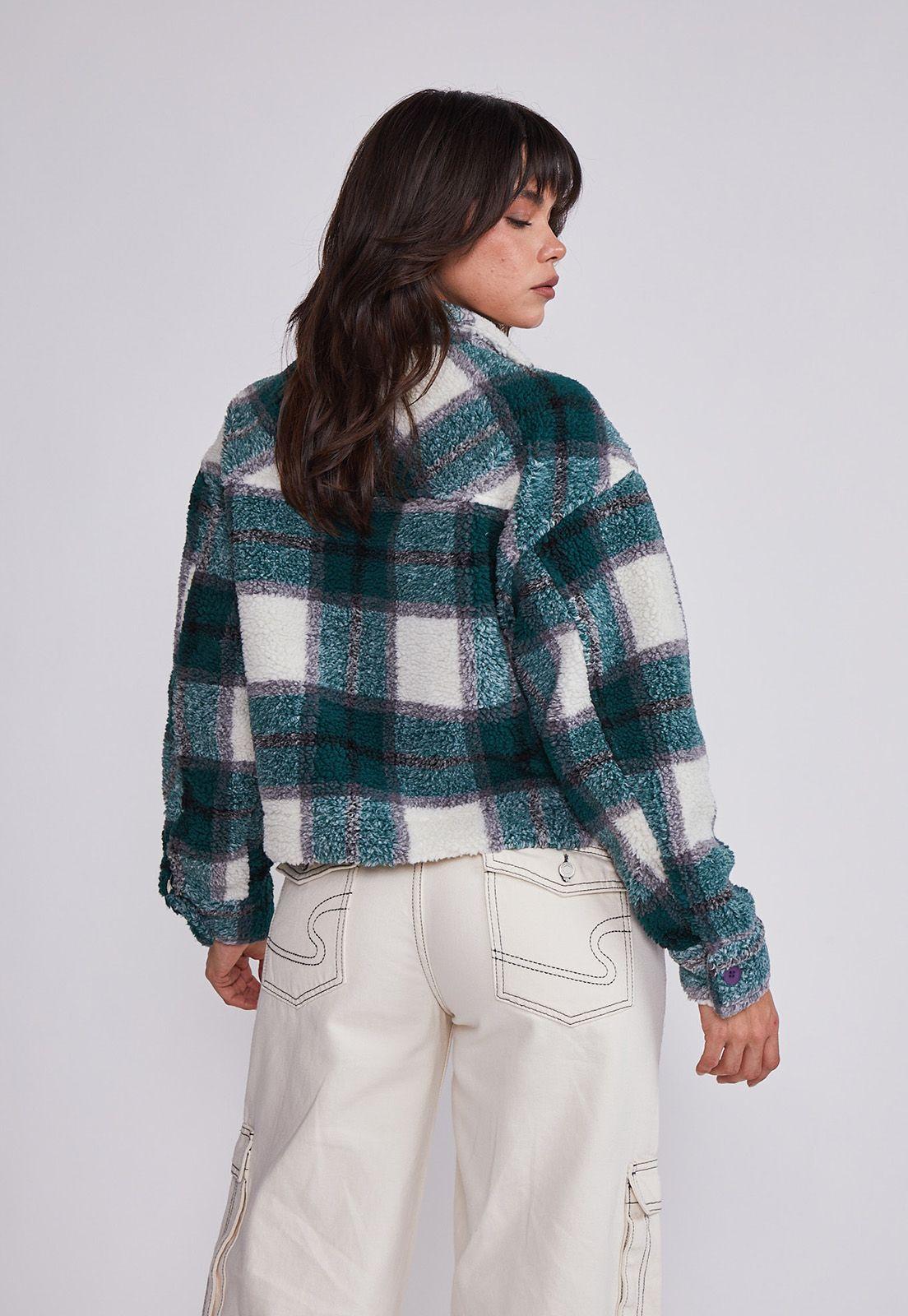 Chaqueta Mujer Verde Corderito Cuadrillé Sioux-2