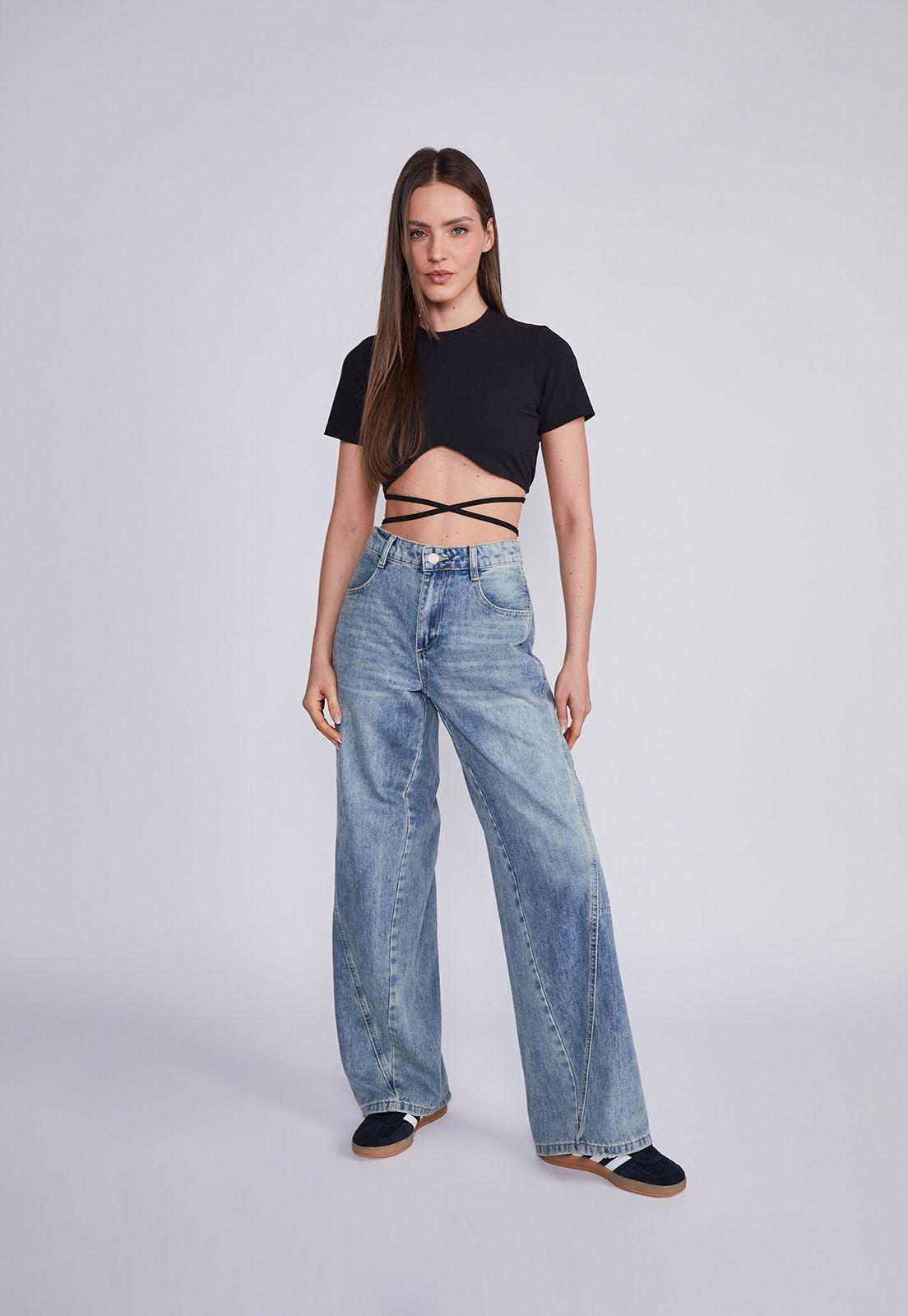 Polera Mujer Negro Lazo Cintura Sioux-4