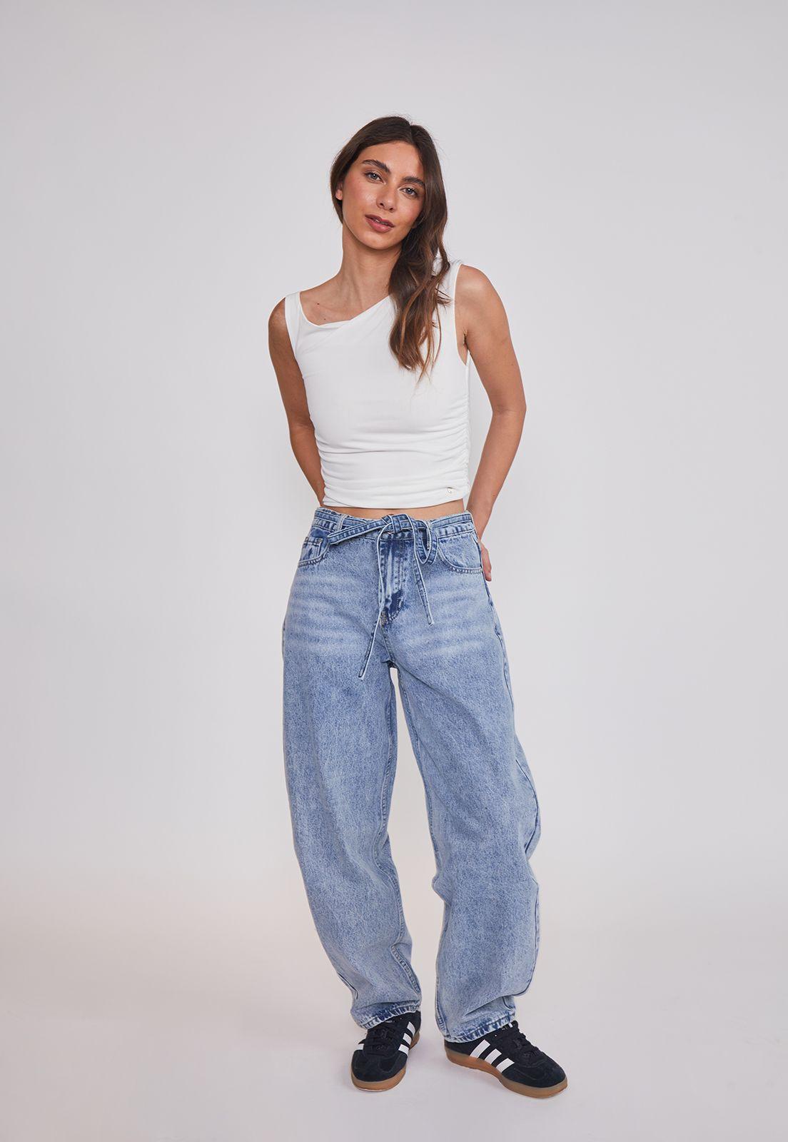 Jeans Mujer Balloon Lazo Azul Sioux-4