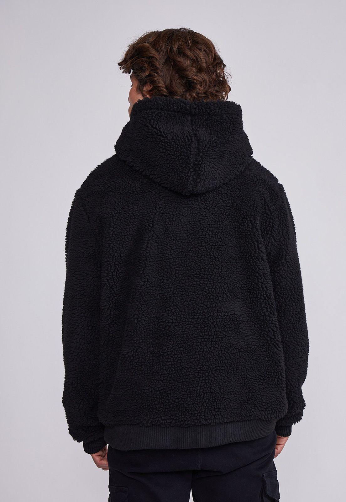 Chaqueta Polar Hombre Negro Forrada Peludo Sioux-2