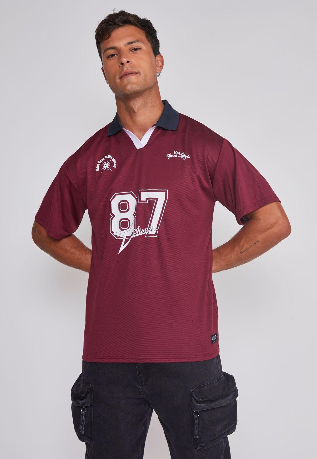 Polera Hombre Fútbol Retro Burdeo Sioux-0