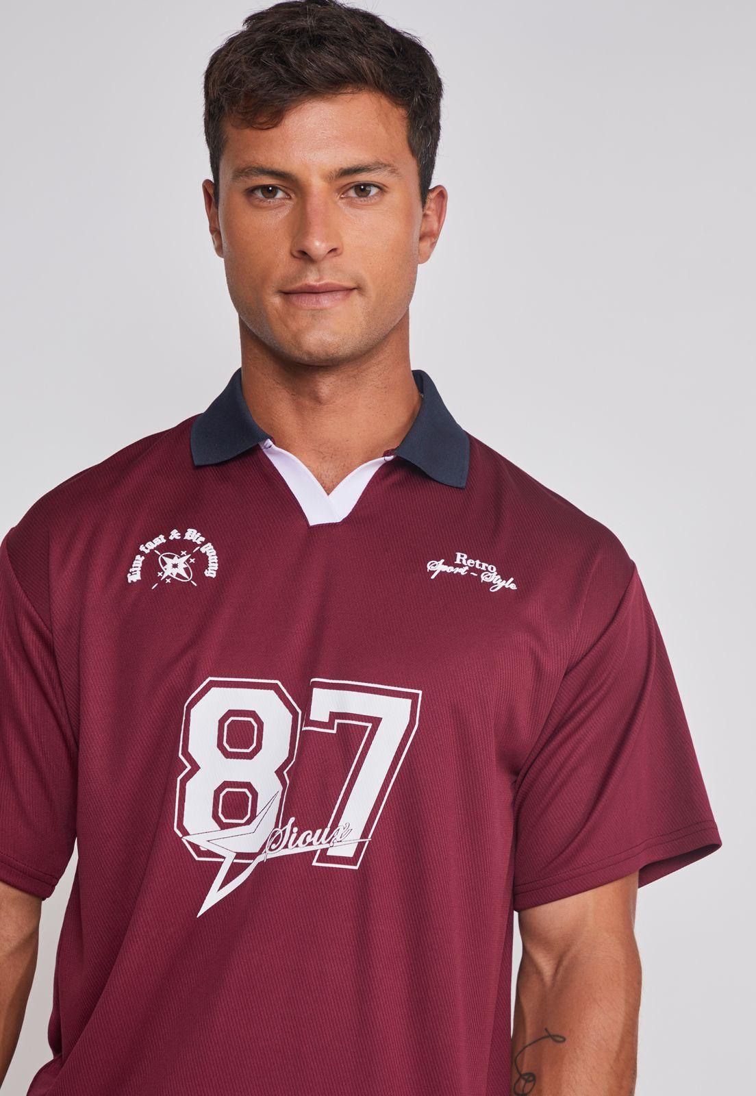 Polera Hombre Fútbol Retro Burdeo Sioux-3