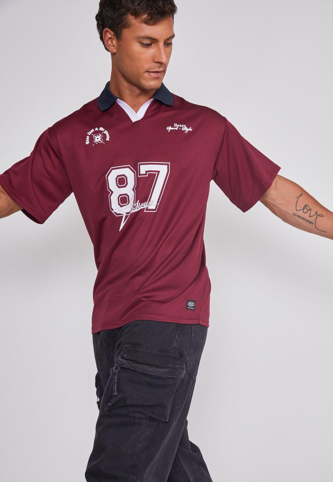 Polera Hombre Fútbol Retro Burdeo Sioux-4