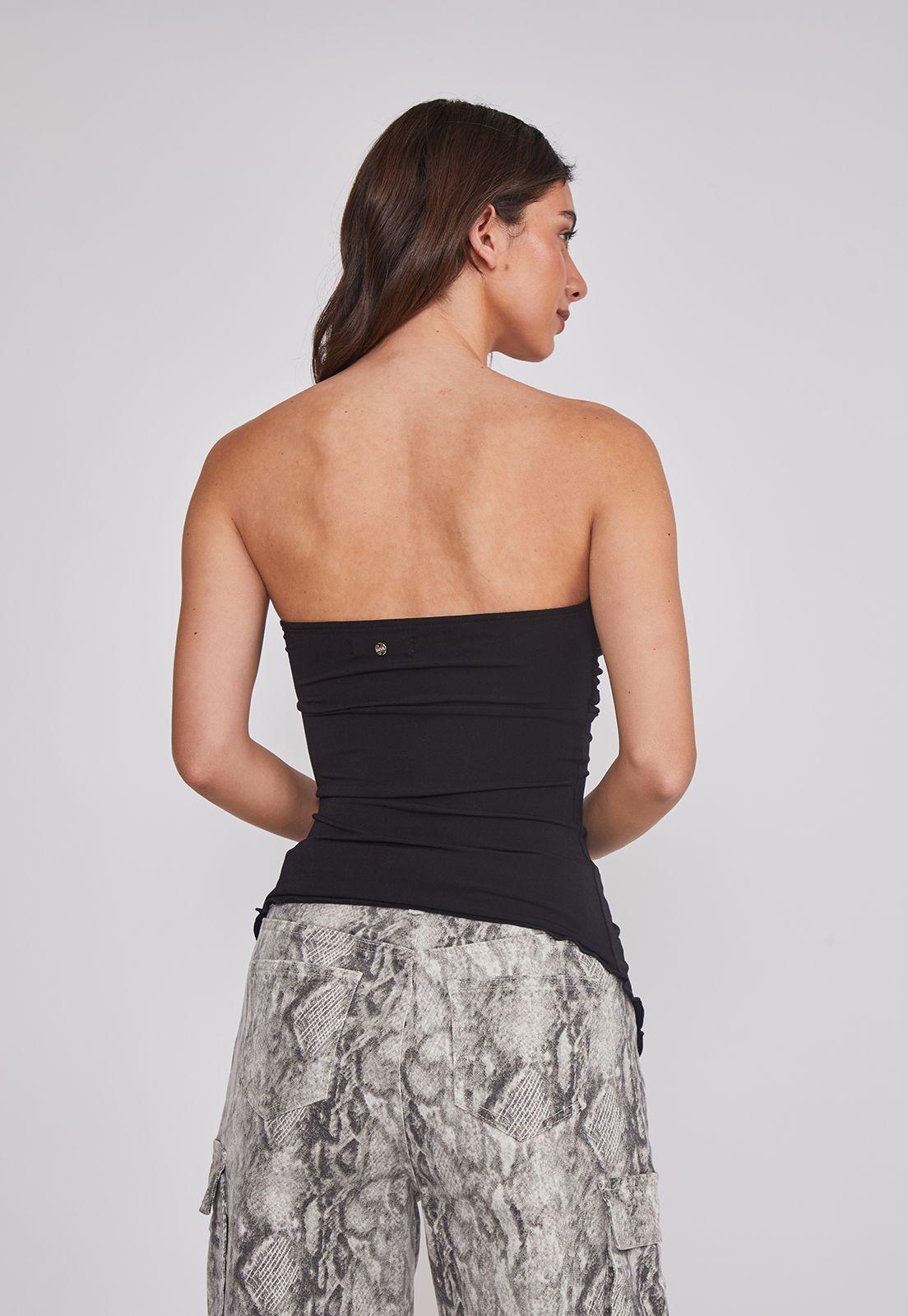 Peto Mujer Recogido asimétrico Negro Sioux-3