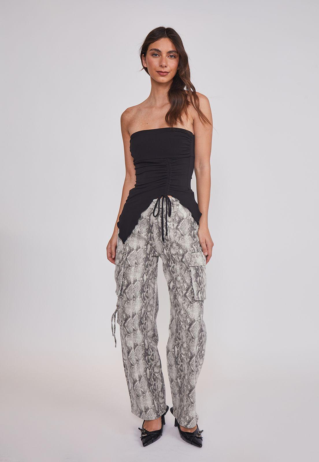 Peto Mujer Recogido asimétrico Negro Sioux-4