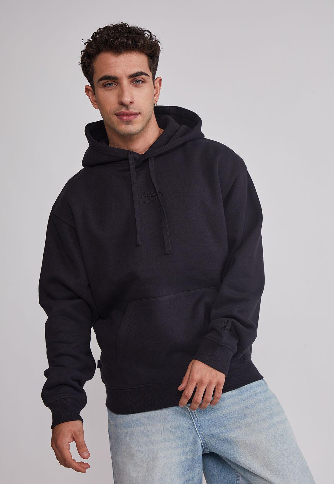 Polerón Hombre Gorro Básico Negro Sioux-0