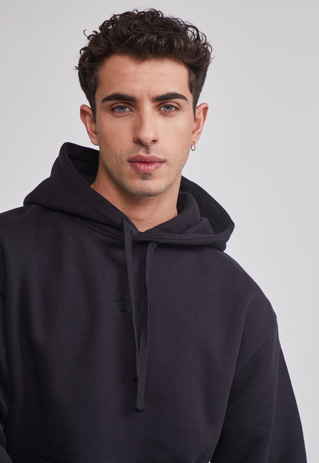 Polerón Hombre Gorro Básico Negro Sioux-2