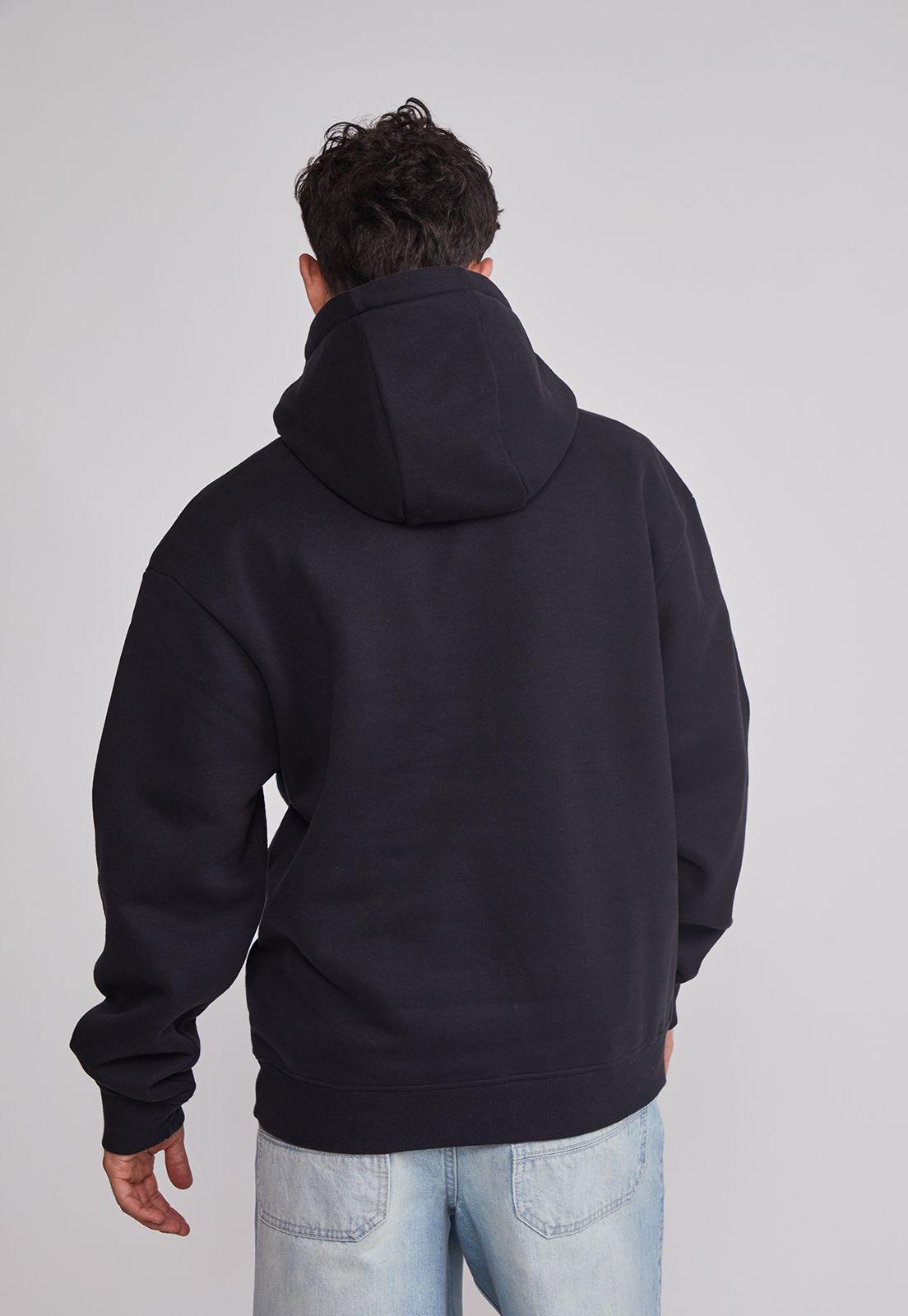 Polerón Hombre Gorro Básico Negro Sioux-4