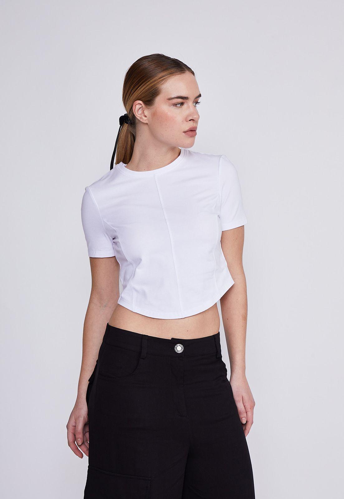 Polera Mujer Blanco Costuras Corset Sioux-0