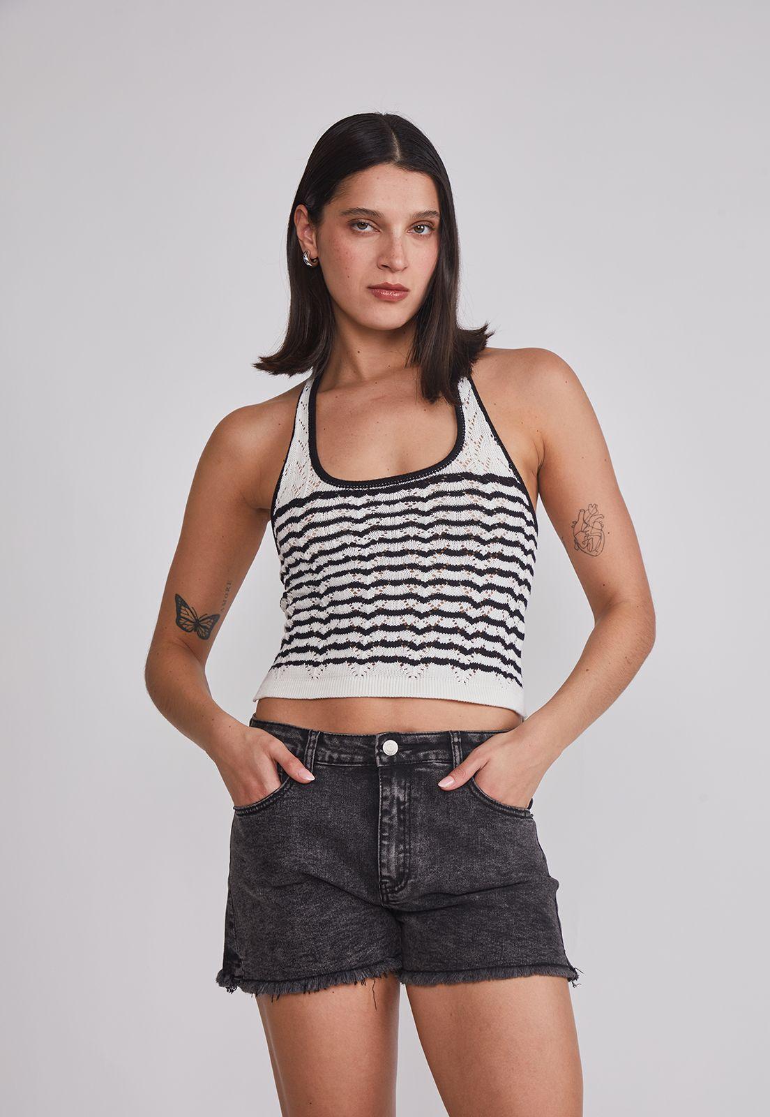 Peto Mujer Halter Tejido Blanco Sioux-0