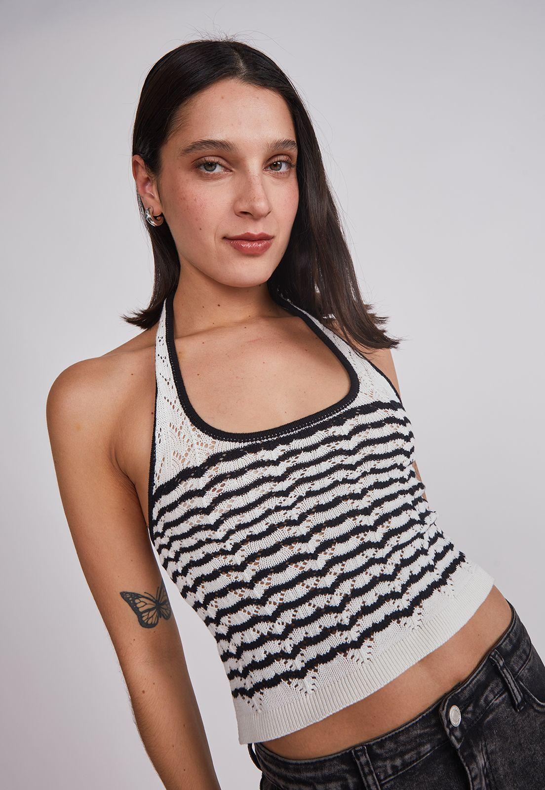 Peto Mujer Halter Tejido Blanco Sioux-1