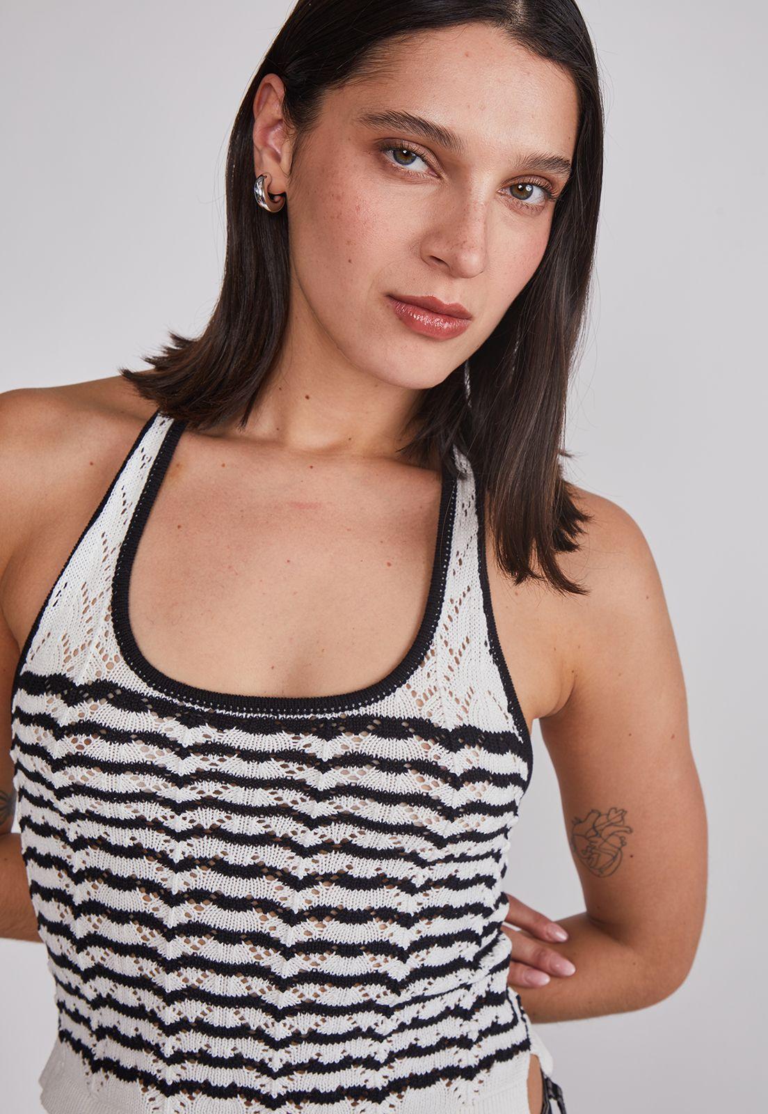 Peto Mujer Halter Tejido Blanco Sioux-2