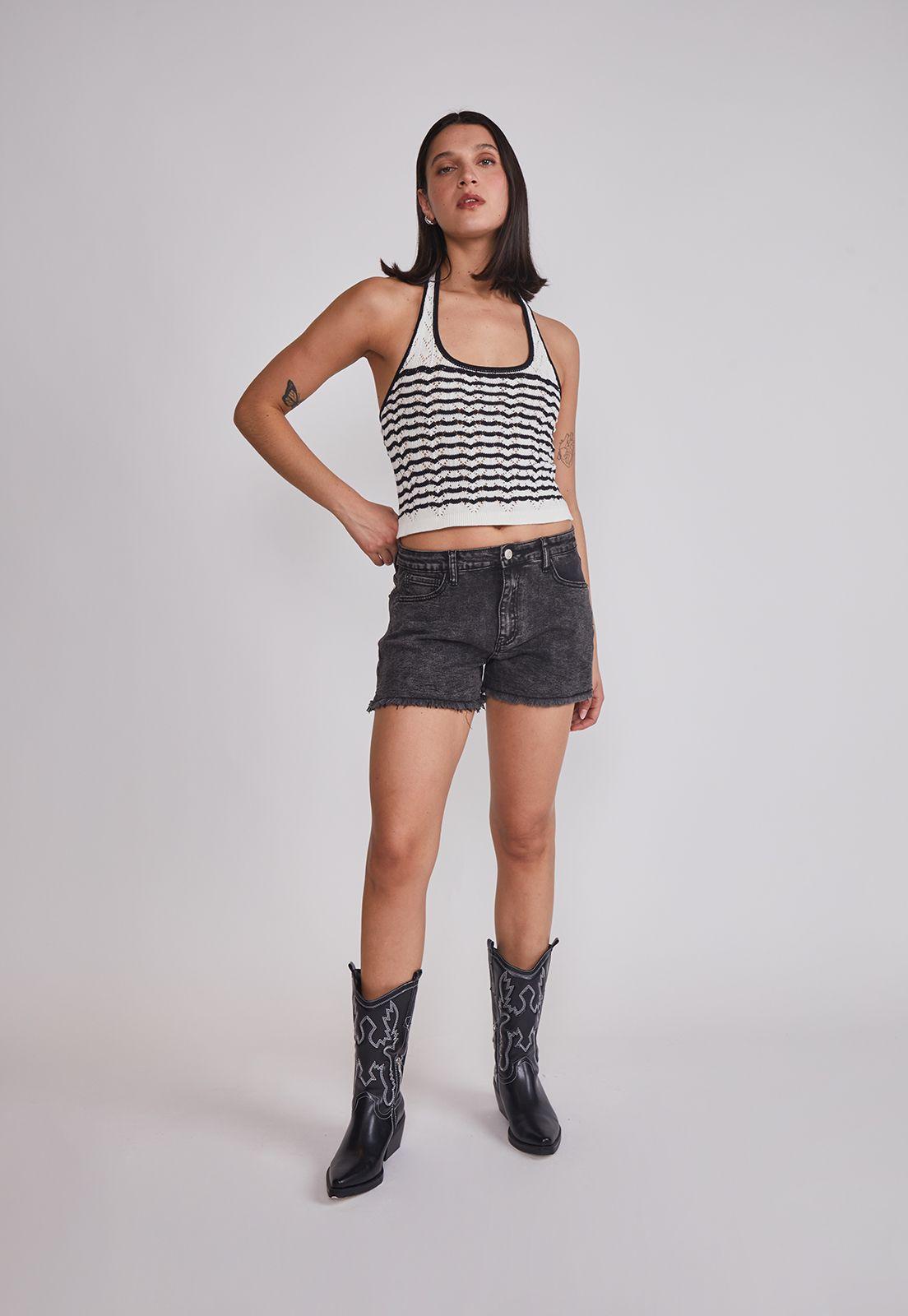 Peto Mujer Halter Tejido Blanco Sioux-4