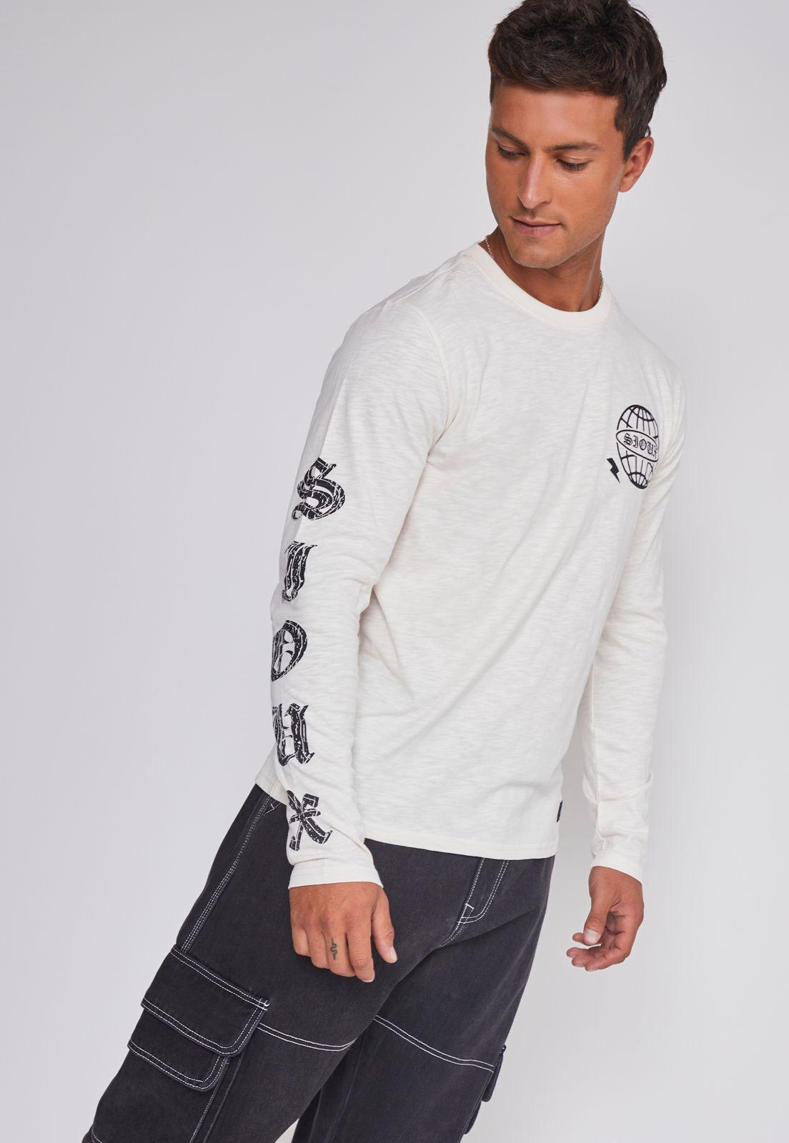 Polera Hombre Estampada Brazos Blanco Sioux-2