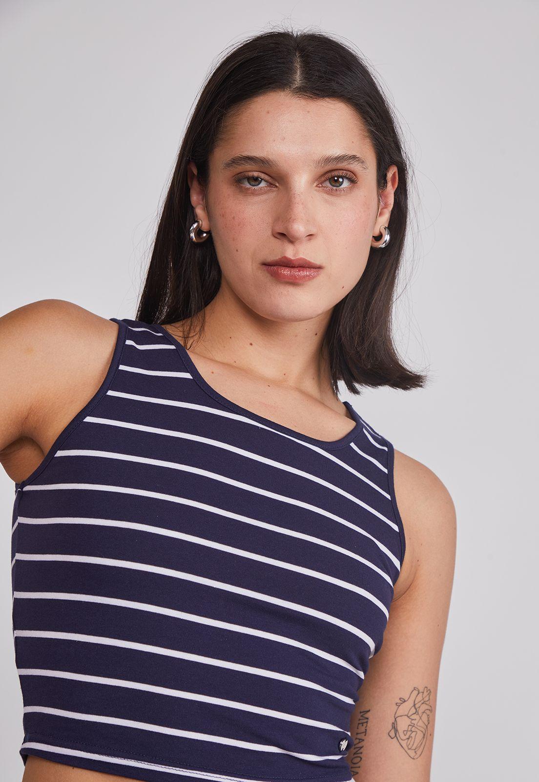 Peto Mujer Crop Listado Azul Sioux-2