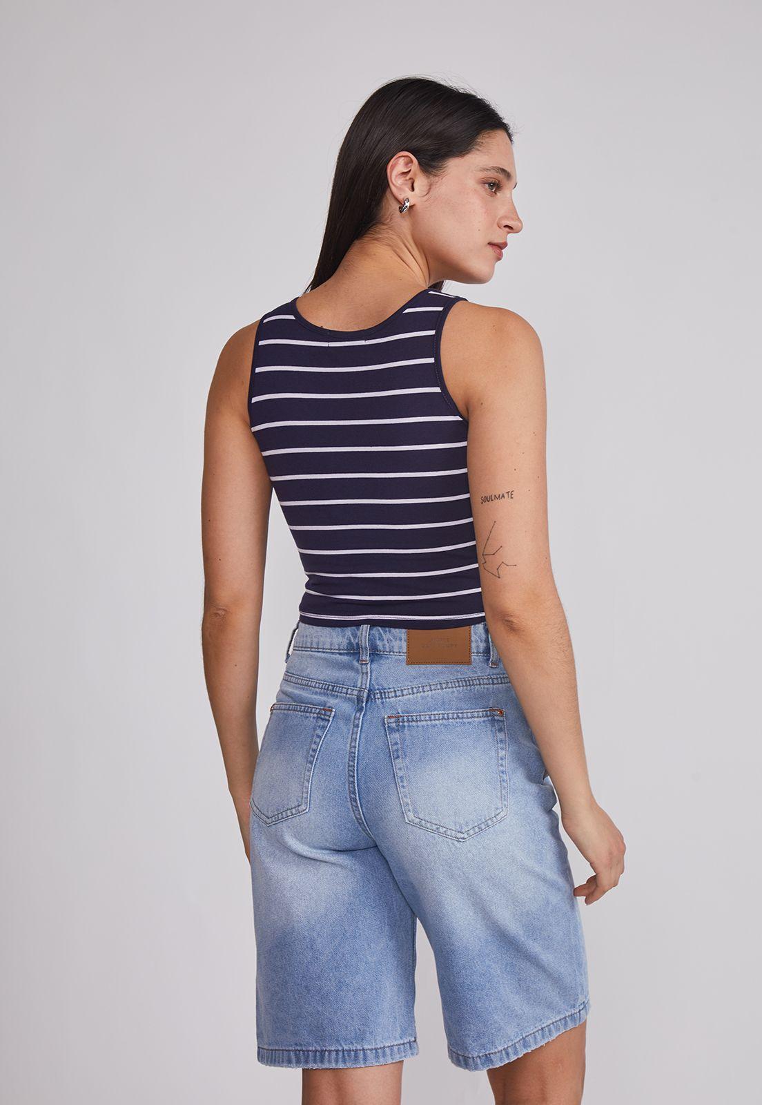 Peto Mujer Crop Listado Azul Sioux-3