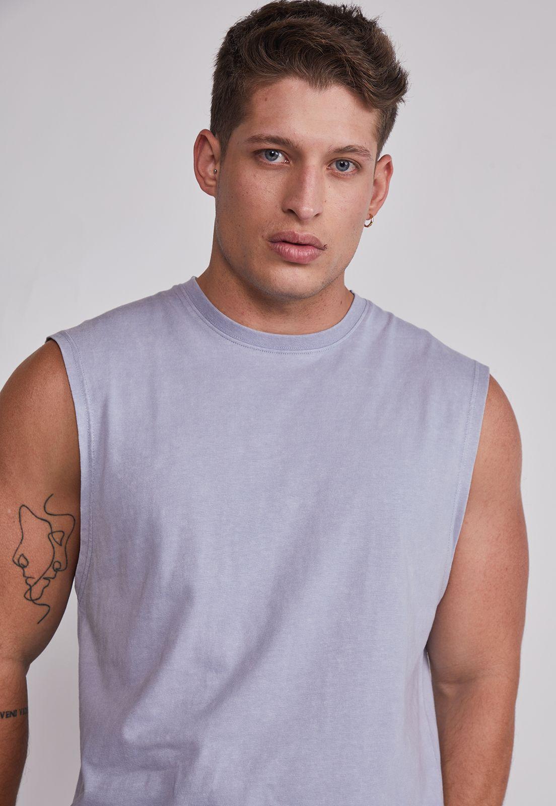 Polera Sin Manga Hombre Lavada Jersey Gris Sioux-2