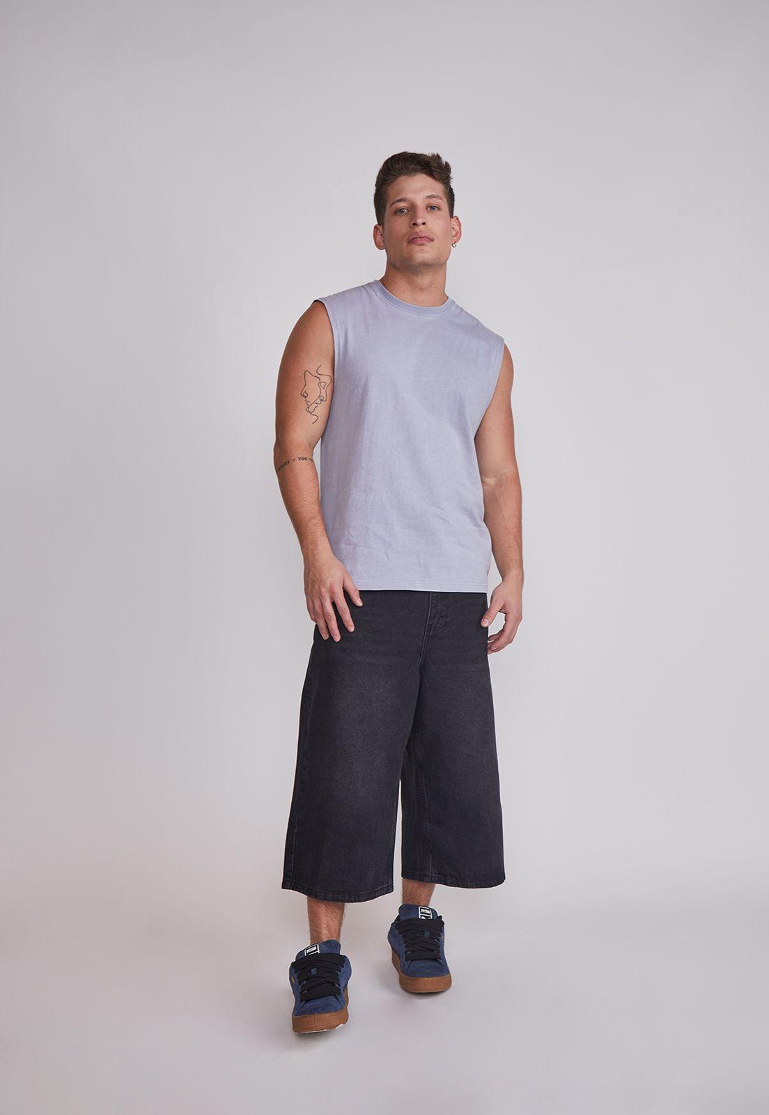 Polera Sin Manga Hombre Lavada Jersey Gris Sioux-4