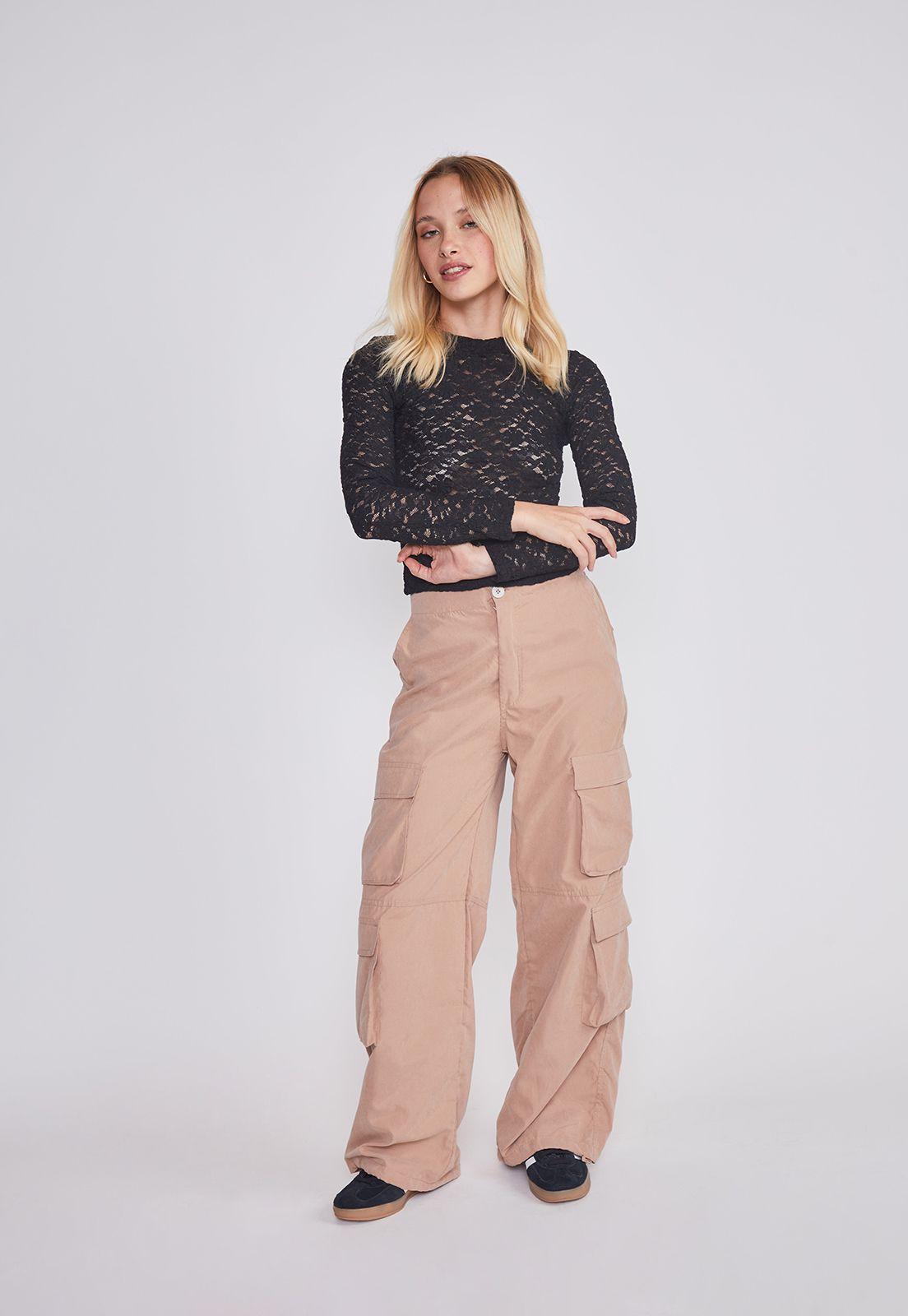 Pantalon Mujer Cargo Basta Cafe Sioux-4