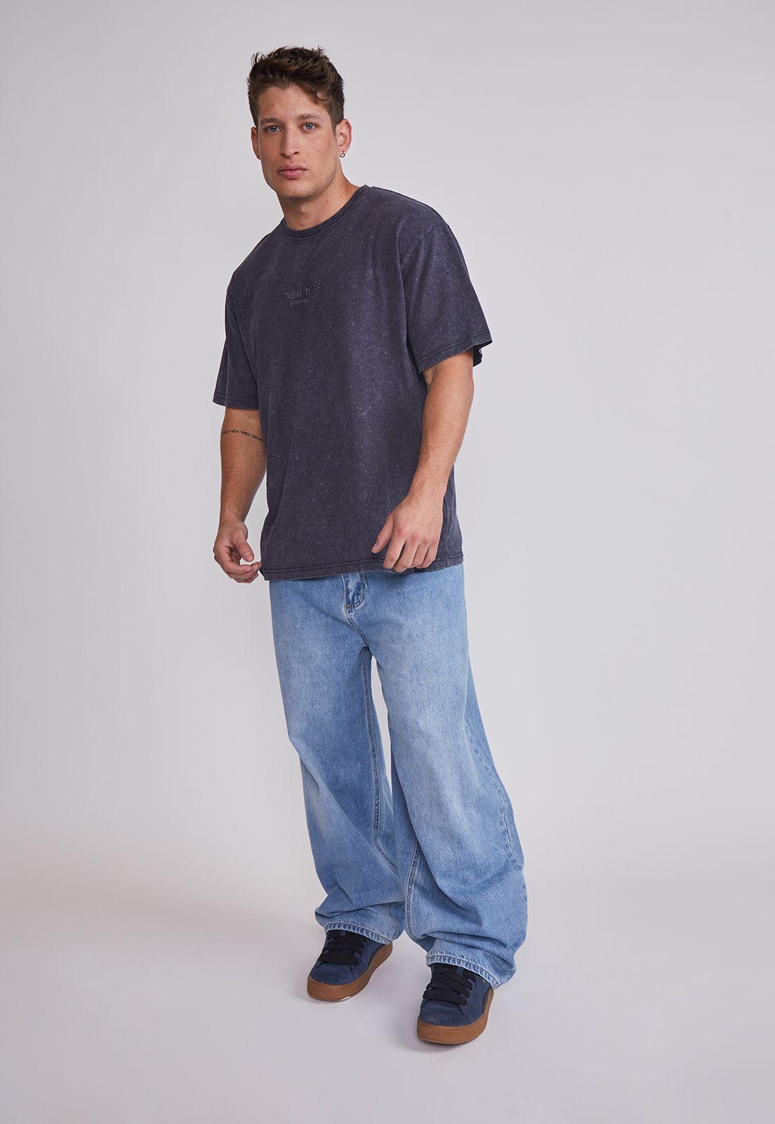 Polera Hombre Lavado Bordado Gris Sioux-4