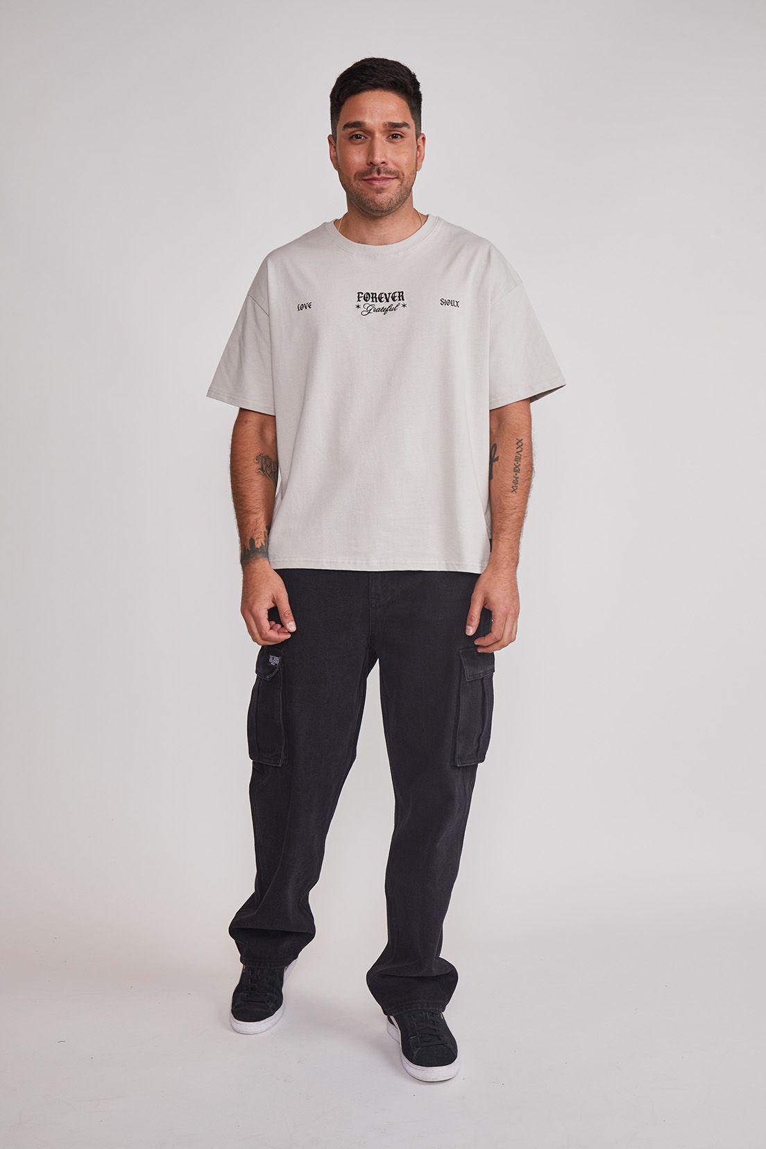 Polera Hombre Oversize Espalda Gris Sioux-4