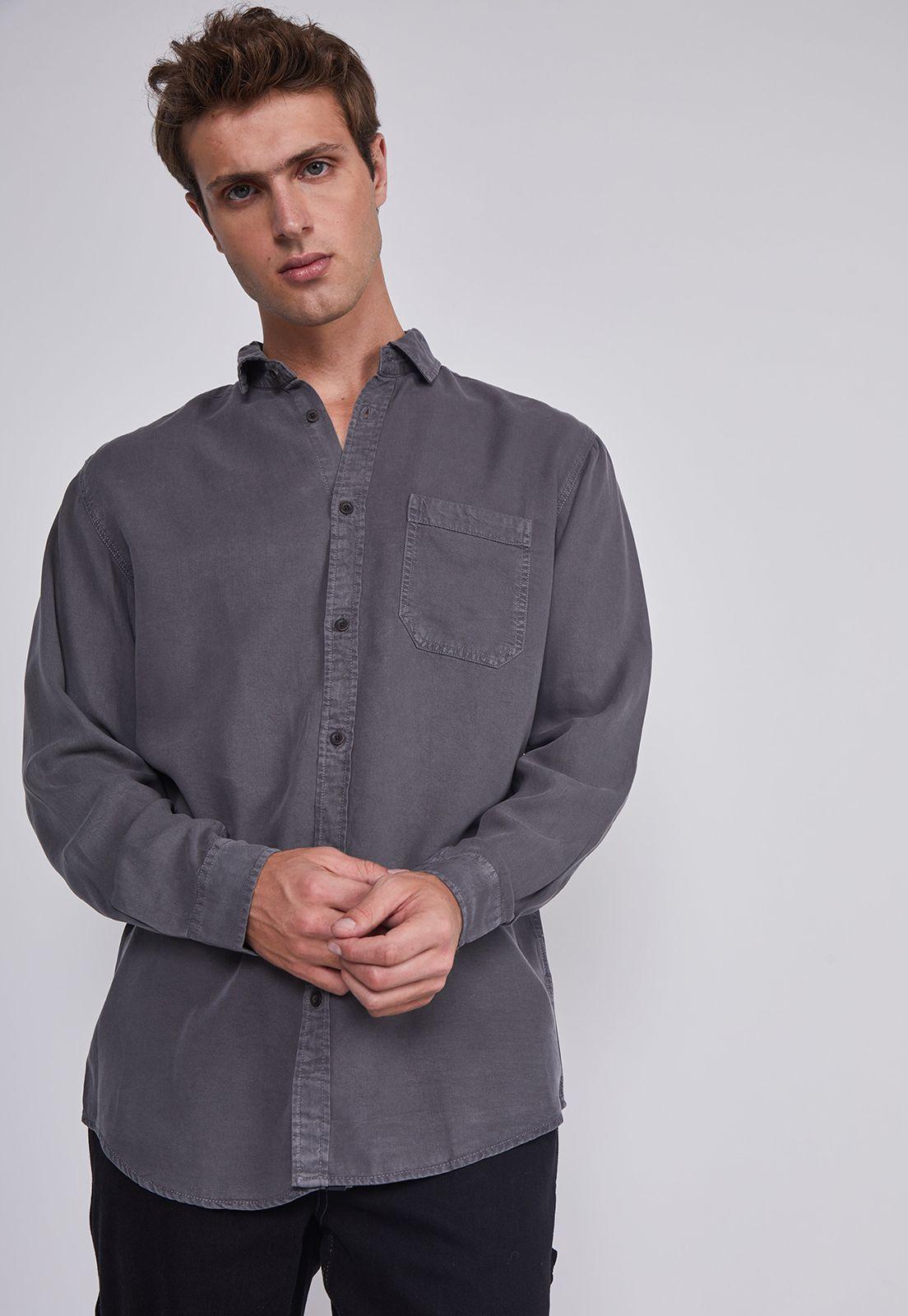 Camisa Hombre Lavada Gris Sioux-2