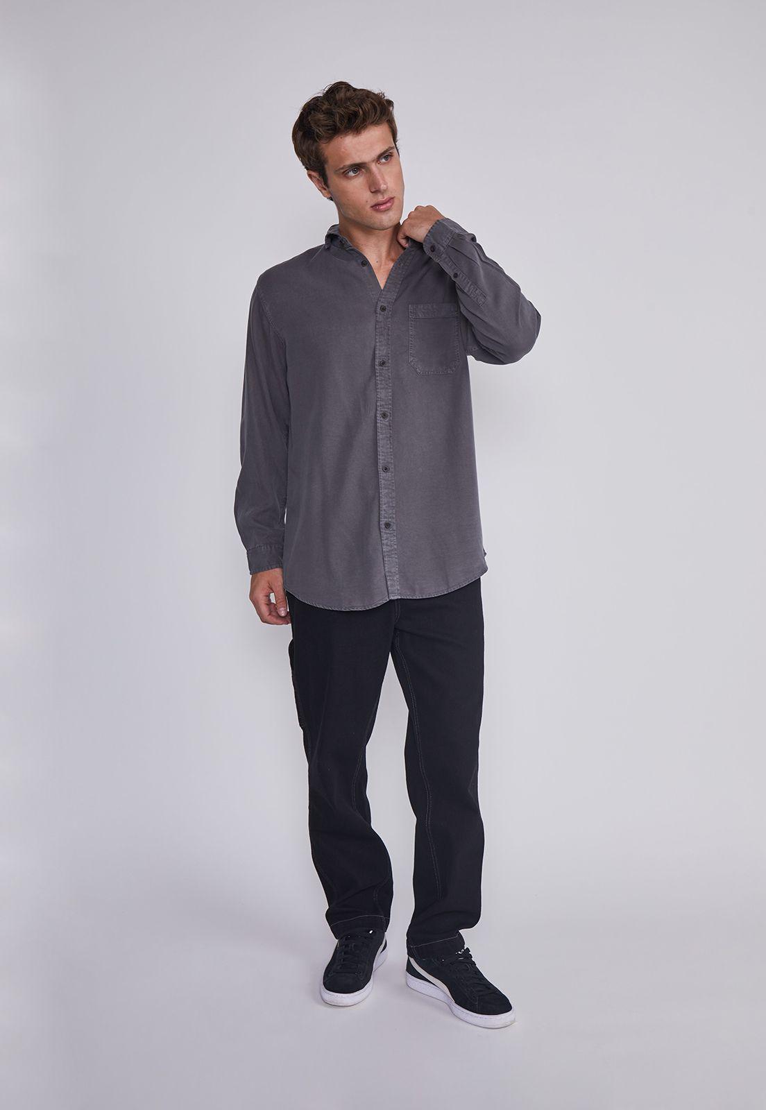 Camisa Hombre Lavada Gris Sioux-4