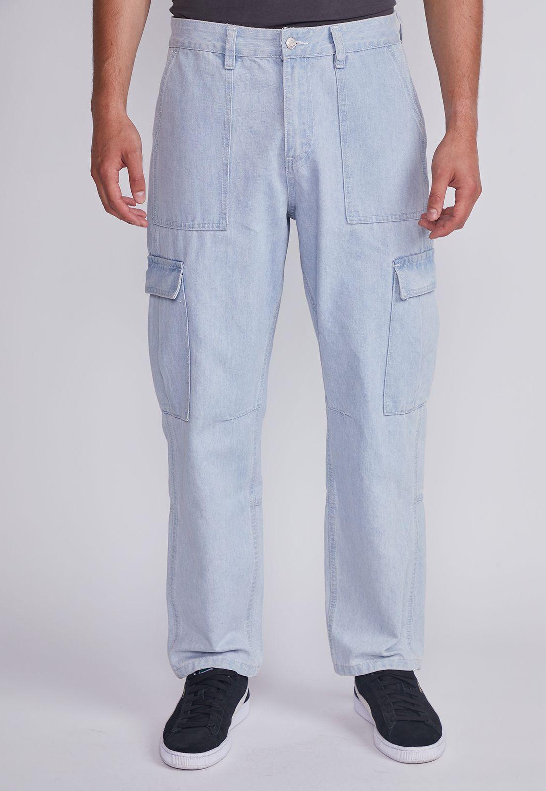 Jeans Hombre Celeste Cargo Claro Sioux-0