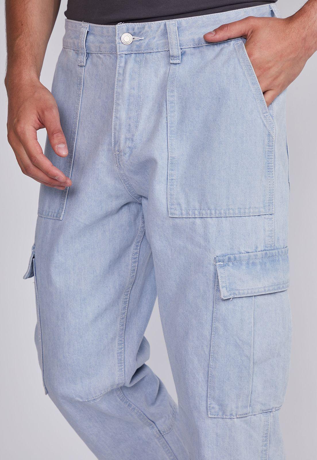 Jeans Hombre Celeste Cargo Claro Sioux-2