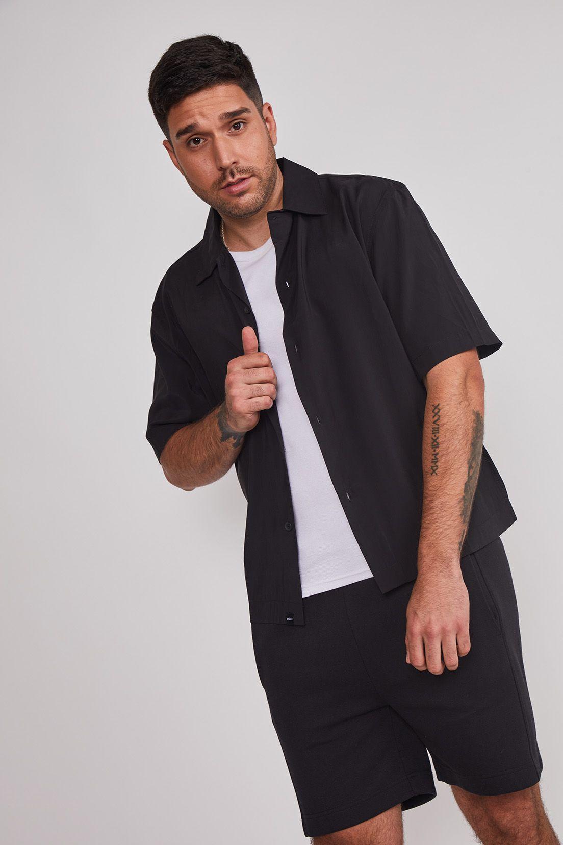 Camisa Hombre Boxy Fit Negro Sioux-3