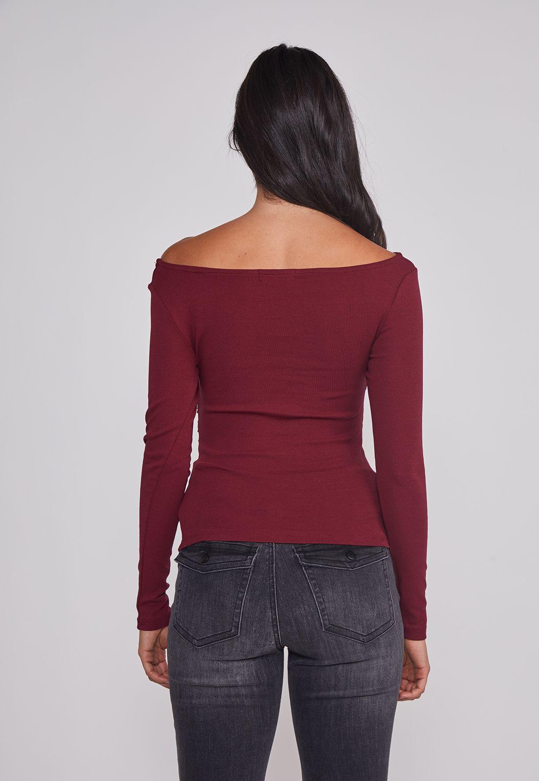 Polera Mujer Drapeada Color Burdeo Sioux-1