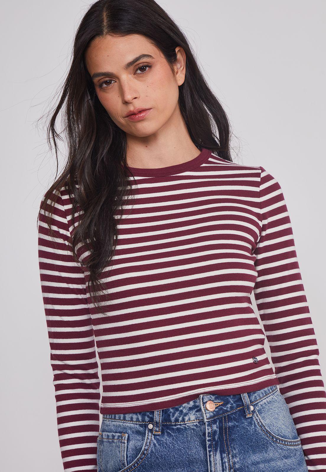 Polera Mujer Listada Burgundy Burdeo Sioux-3