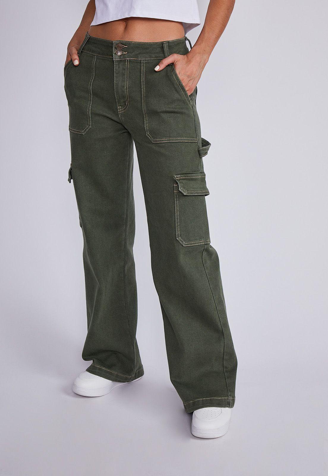 Pantalón Mujer Verde Denim Tipo Carpintero Sioux-0
