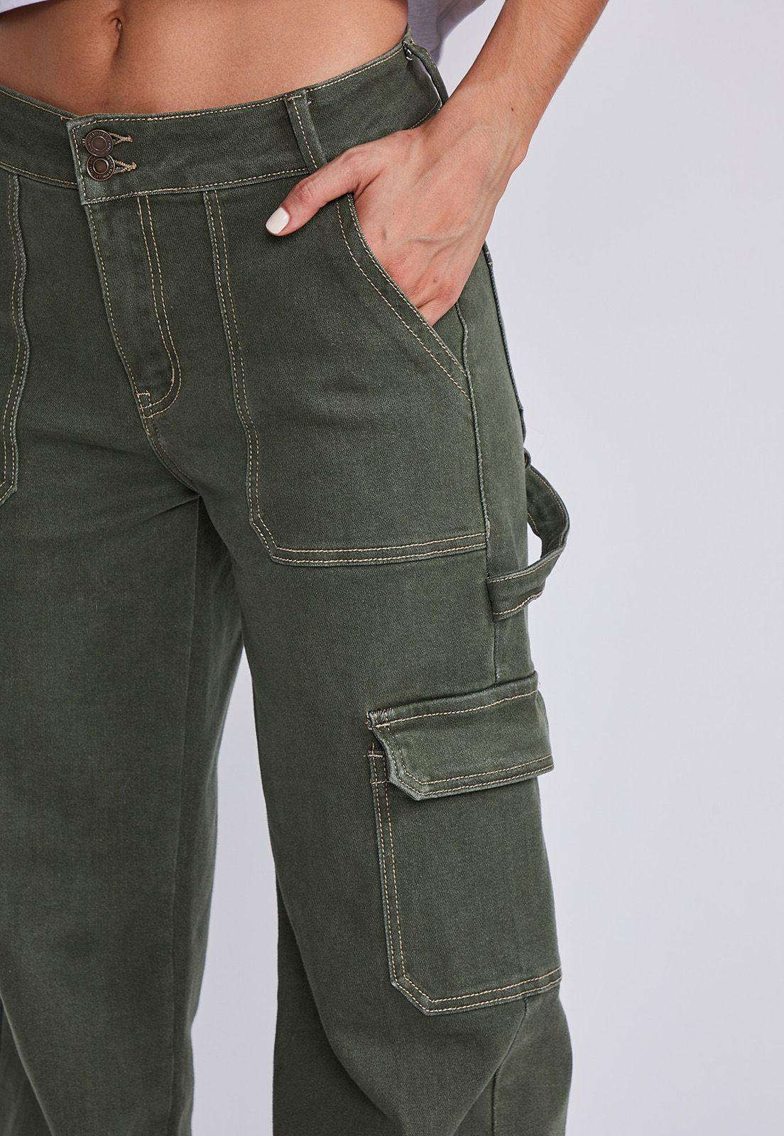 Pantalón Mujer Verde Denim Tipo Carpintero Sioux-1