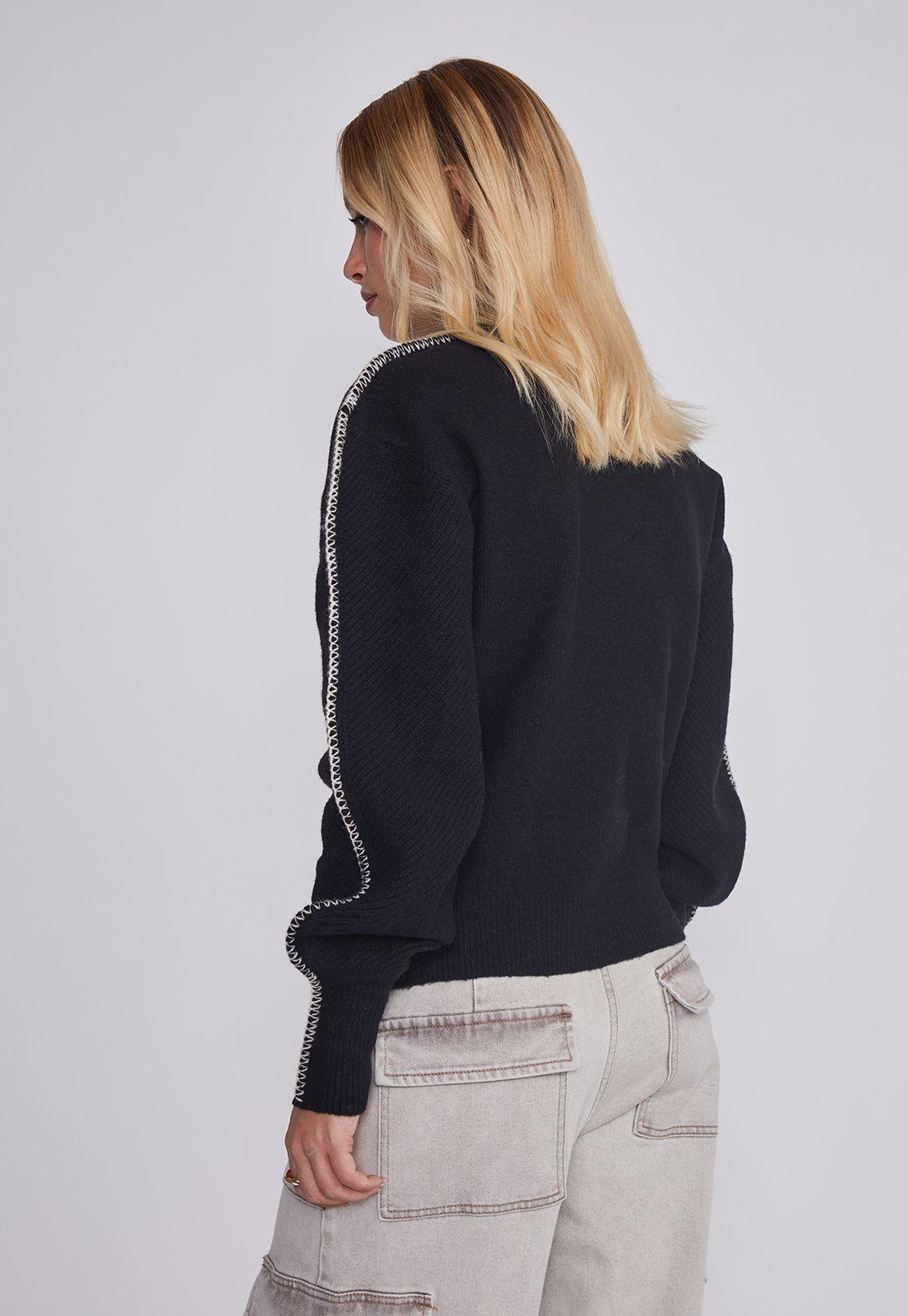 Sweater Mujer Costura Negro Sioux-3