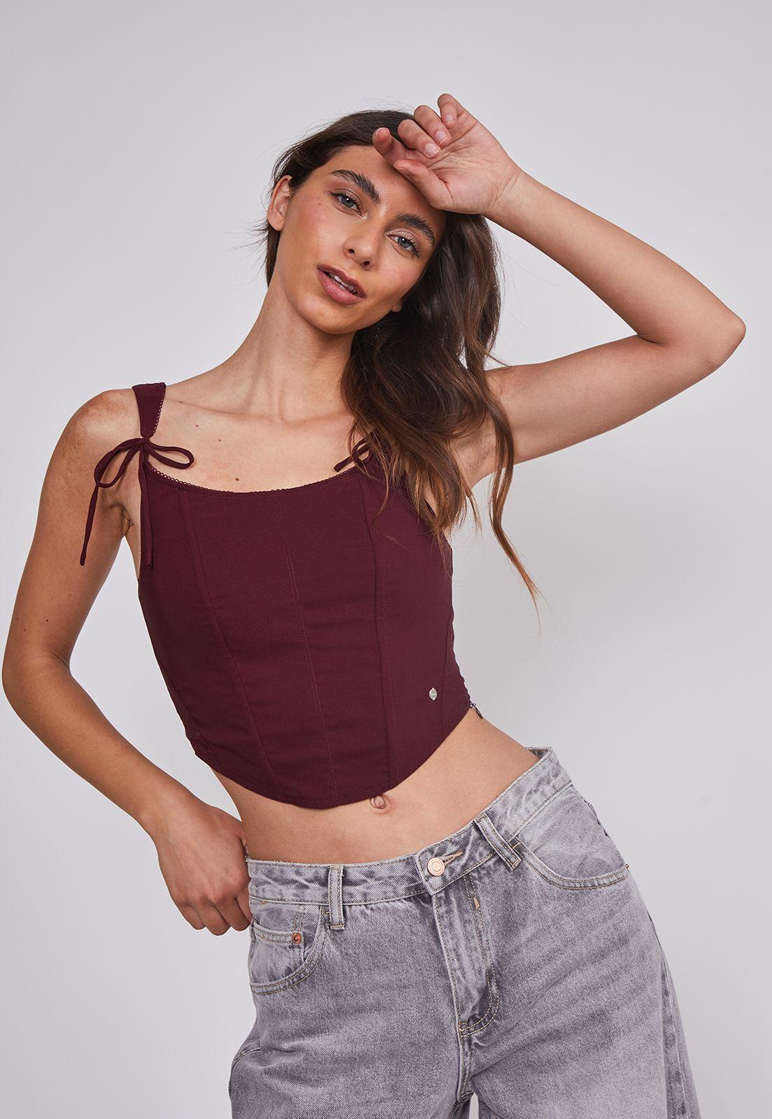 Peto Mujer Corset Estructura Burdeo Sioux-1