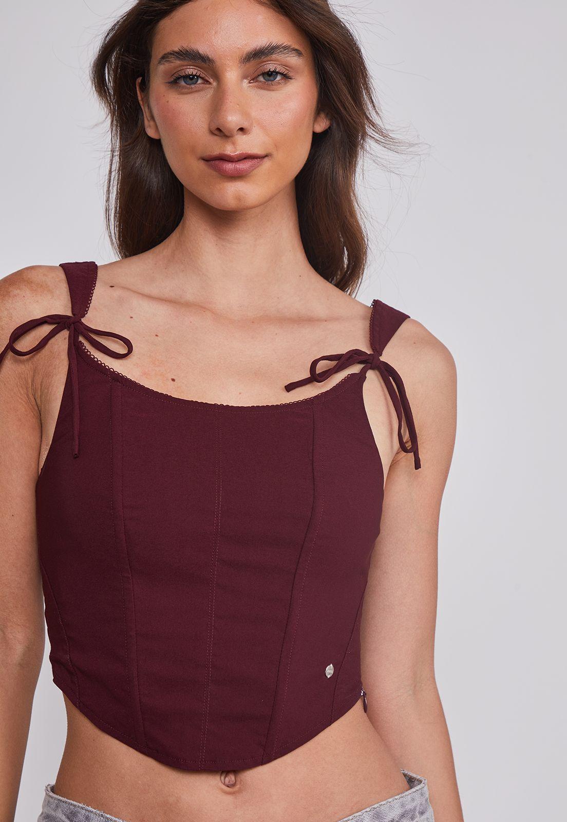 Peto Mujer Corset Estructura Burdeo Sioux-2