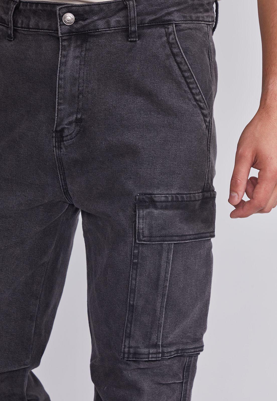 Jeans Hombre Negro Cargo Lavado Sioux-1