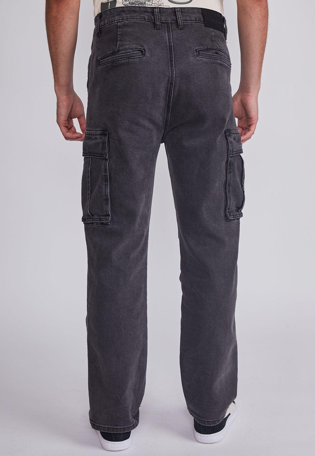 Jeans Hombre Negro Cargo Lavado Sioux-2