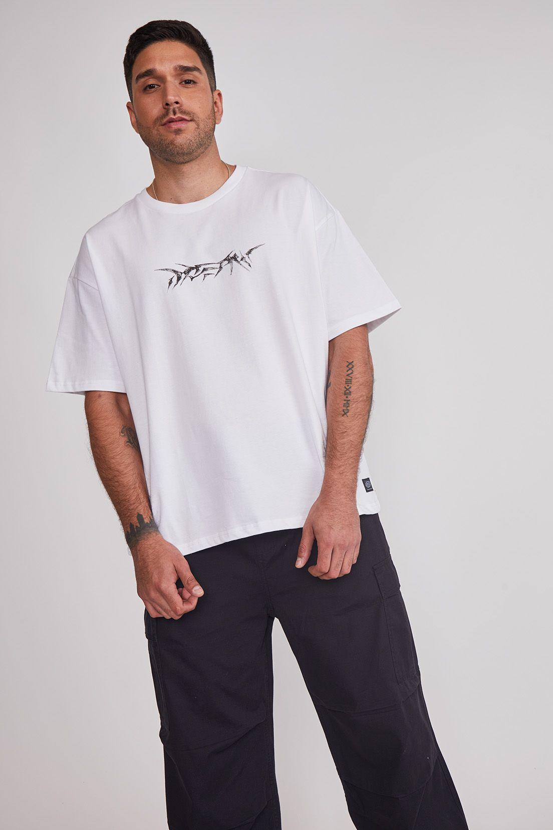 Polera Hombre Oversize Death Blanco Sioux-3