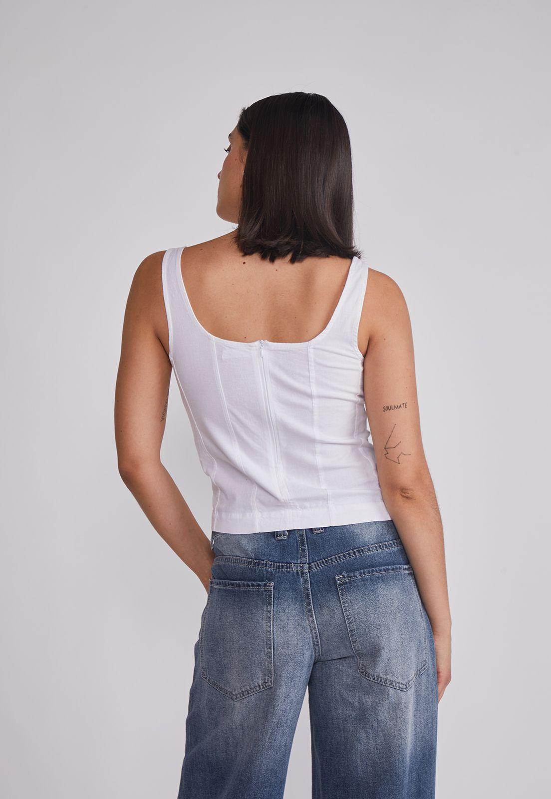 Blusa Mujer Estilo Corset Blanco Sioux-3