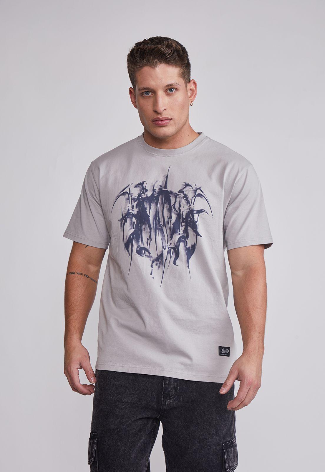 Polera Hombre Death Print Gris Sioux-0