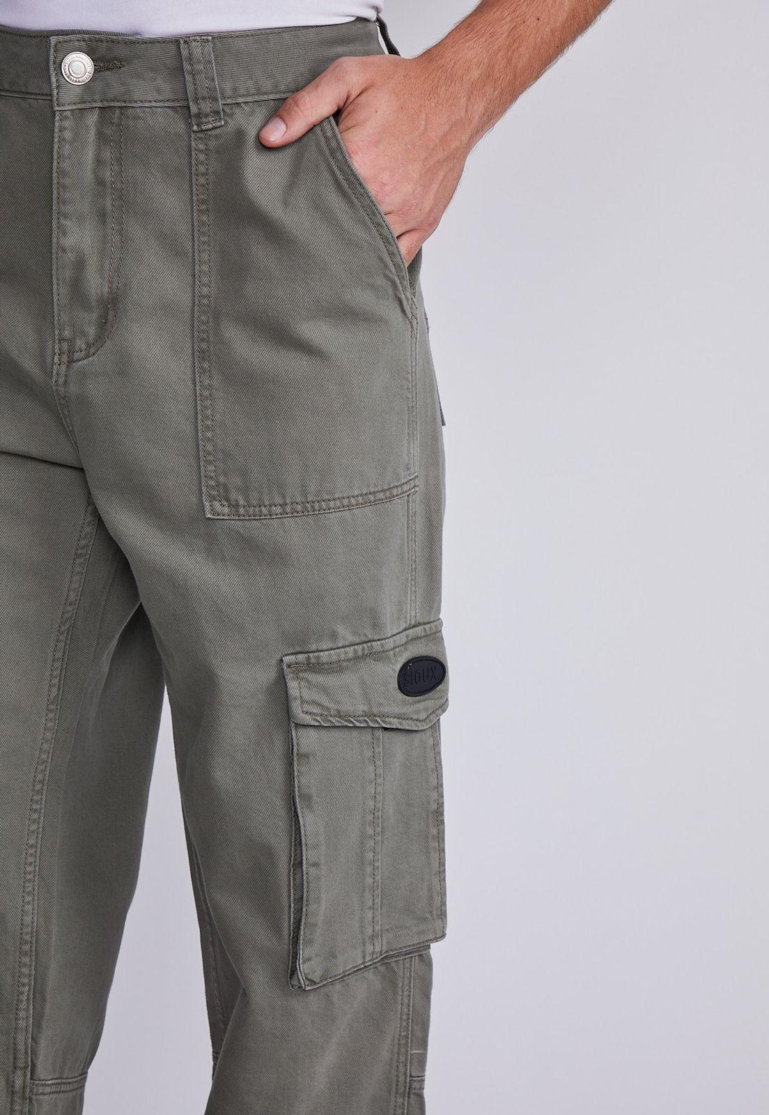 Pantalón Hombre Verde 6 Bolsillos Tipo Carpintero Sioux-1