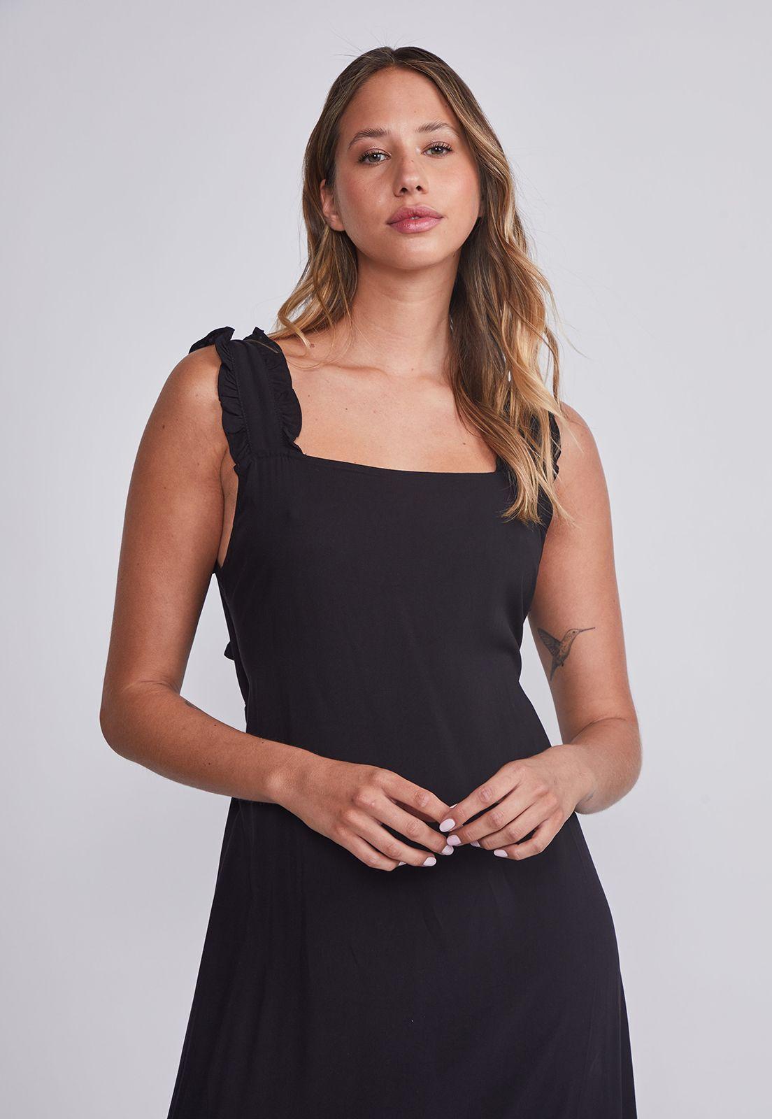 Vestido Mujer Negro Largo Amarra Espalda Sioux-0