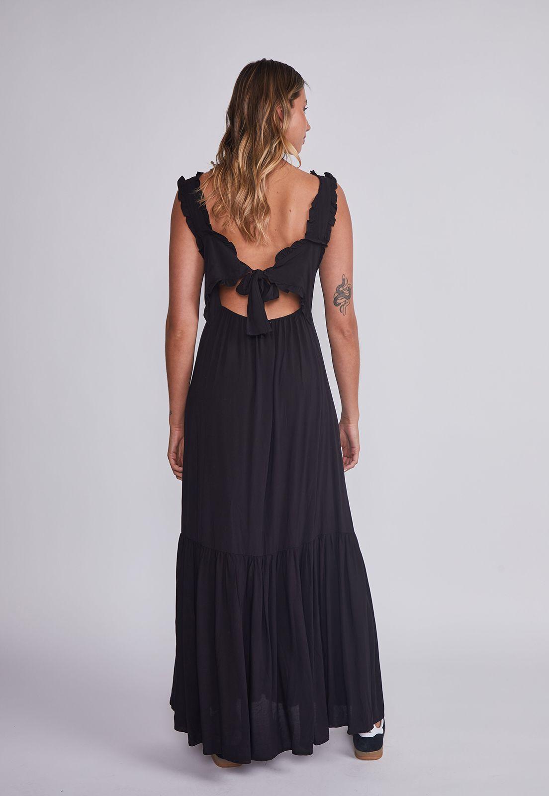 Vestido Mujer Negro Largo Amarra Espalda Sioux-3