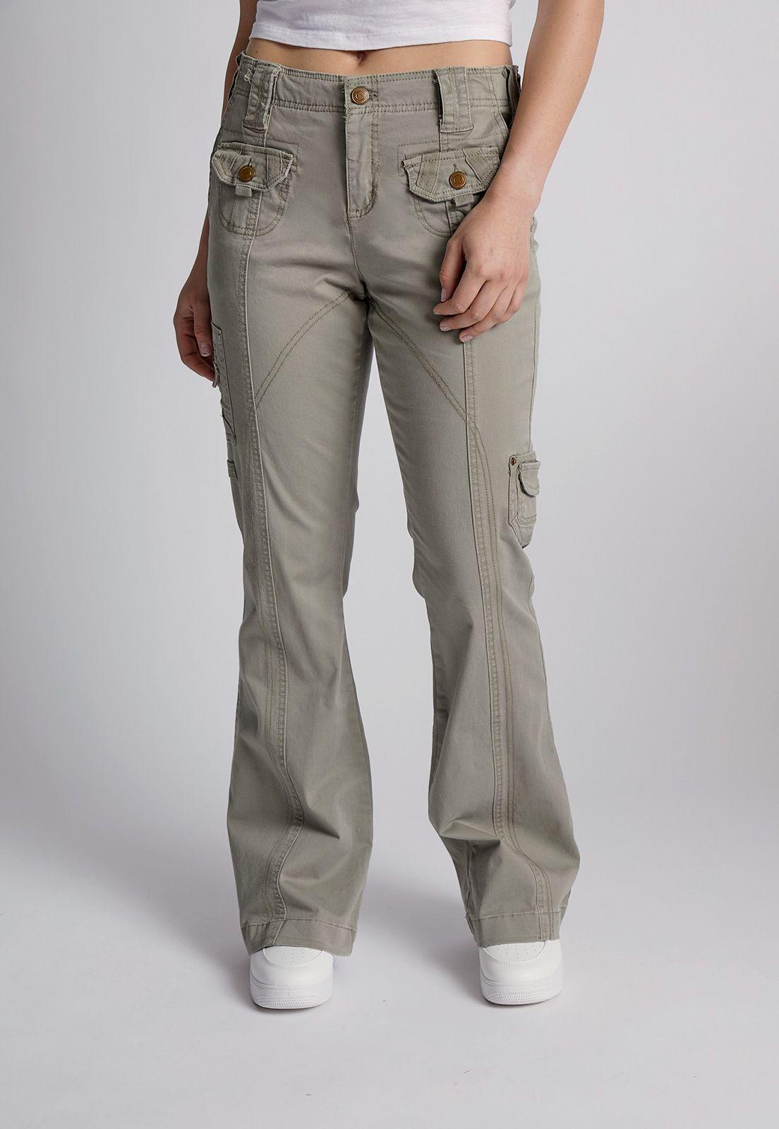 Pantalon Mujer Flare Bolsillos Verde Sioux-0