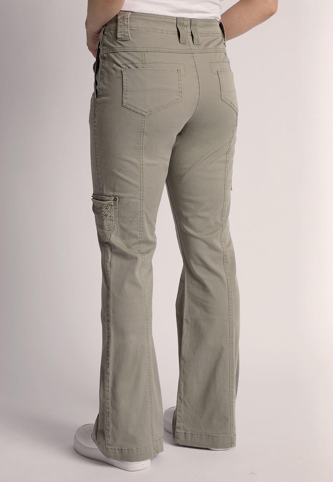 Pantalon Mujer Flare Bolsillos Verde Sioux-2
