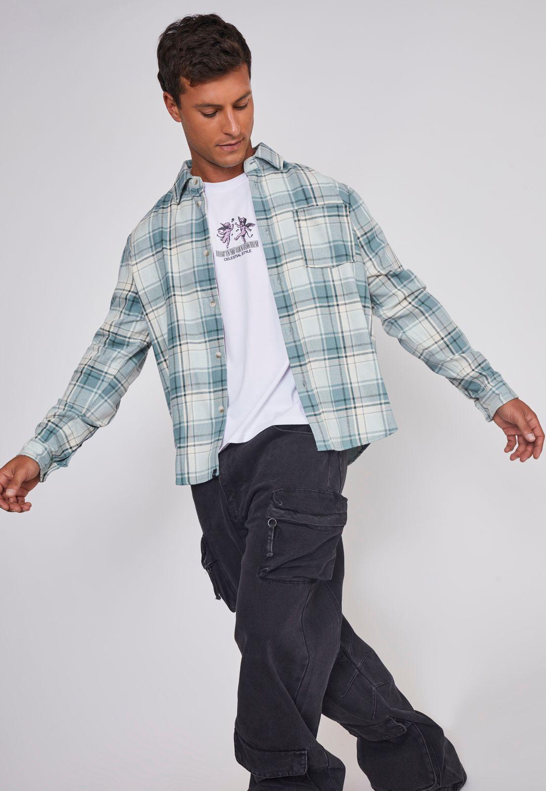 Camisa Hombre Escoces Bolsillo Verde Sioux-2